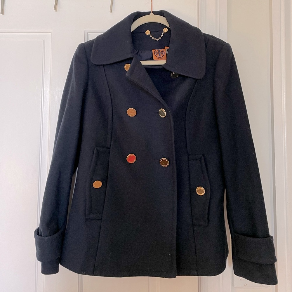 Tory Burch navy peacoat. Perfect condition!